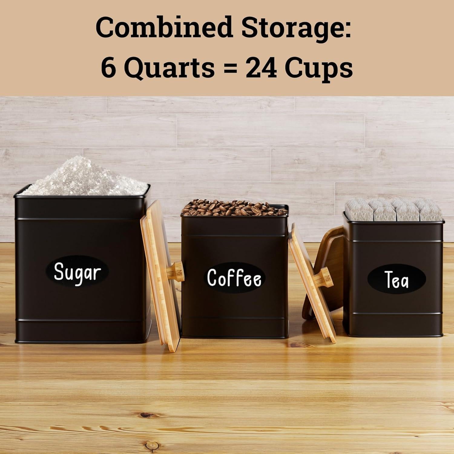 Juego de 3 Tarros de Cocina Negros HB Design Co. Herméticos