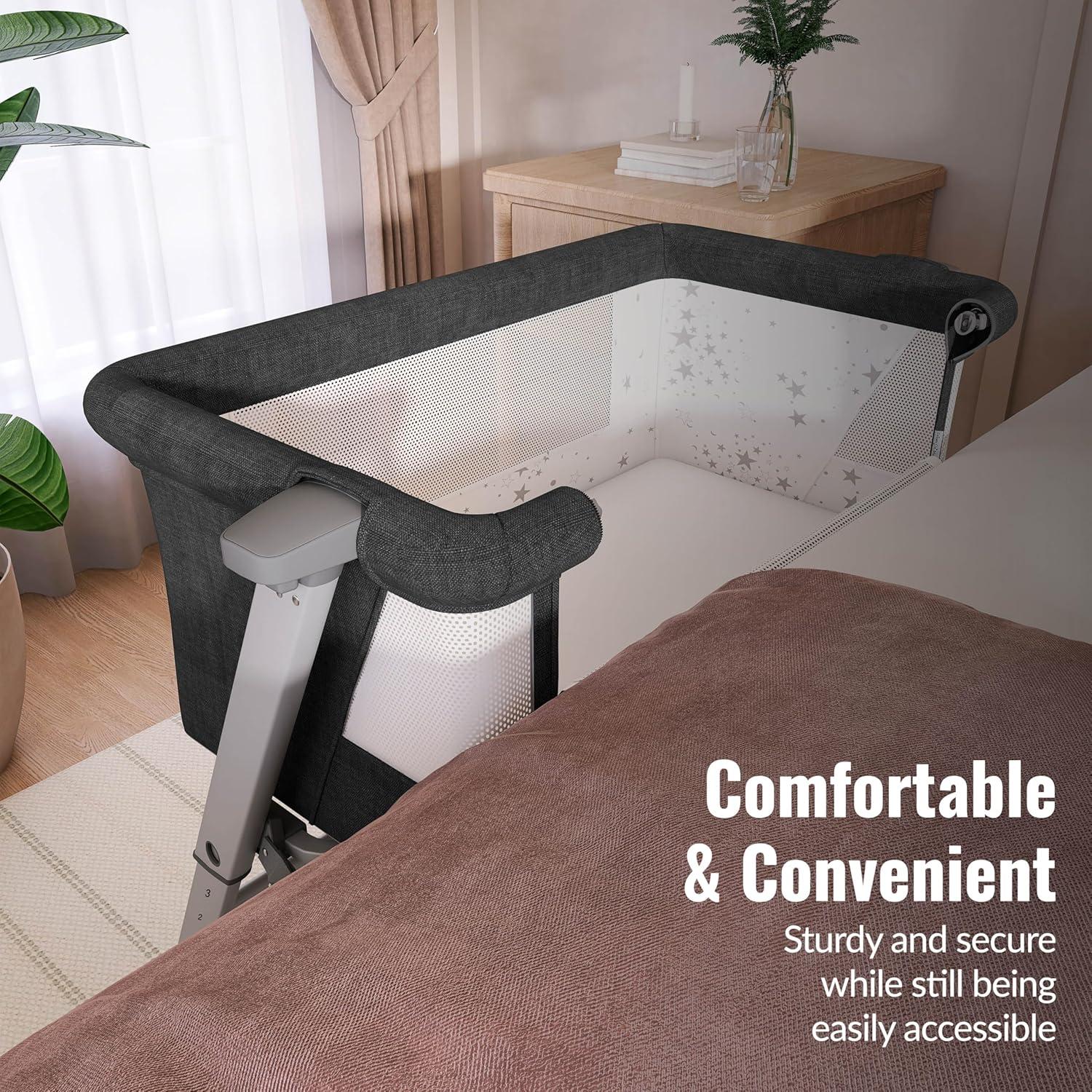 Cuna Dream On Me Skylar Negra Portátil Ajustable 5 Alturas