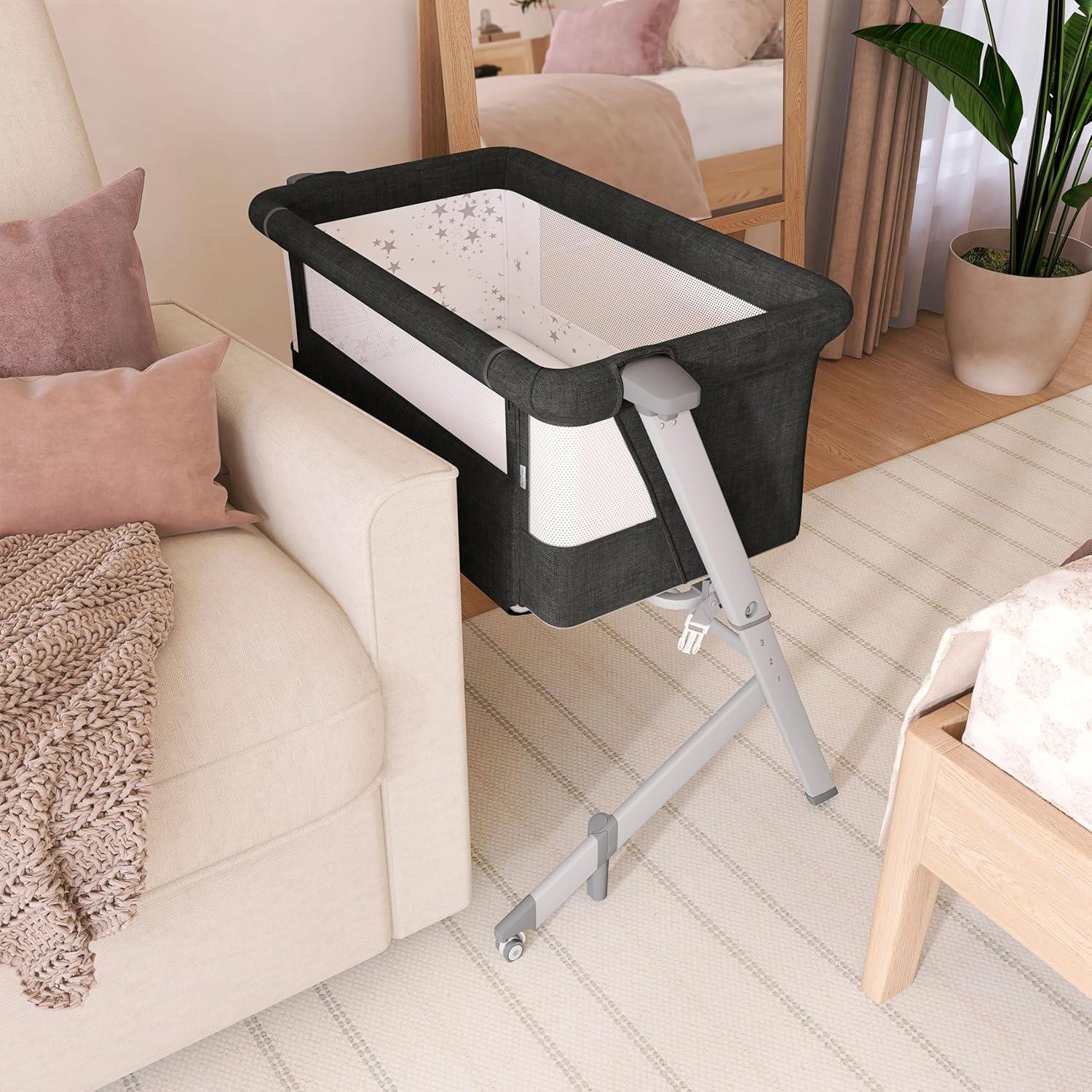 Cuna Dream On Me Skylar Negra Portátil Ajustable 5 Alturas