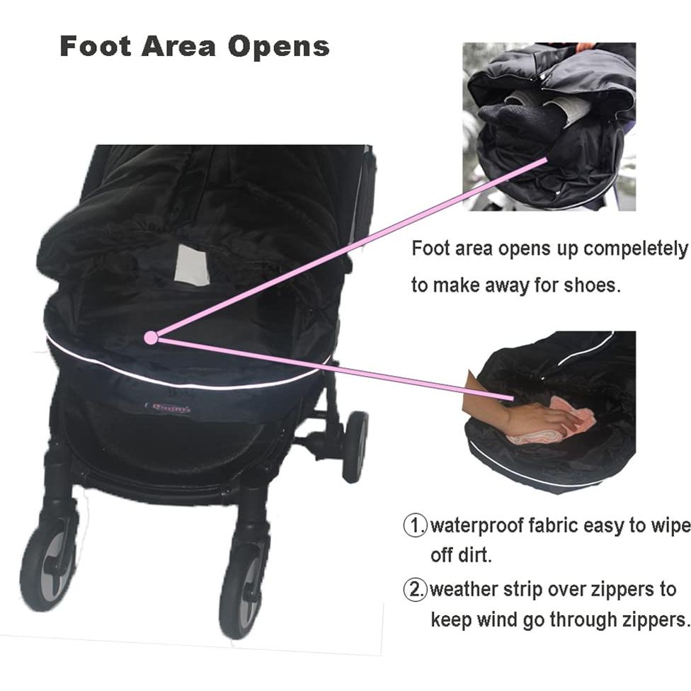 Saco de Dormir para Cochecito Funlife Negro 107x46 cm Impermeable