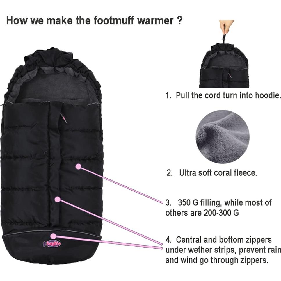 Saco de Dormir para Cochecito Funlife Negro 107x46 cm Impermeable