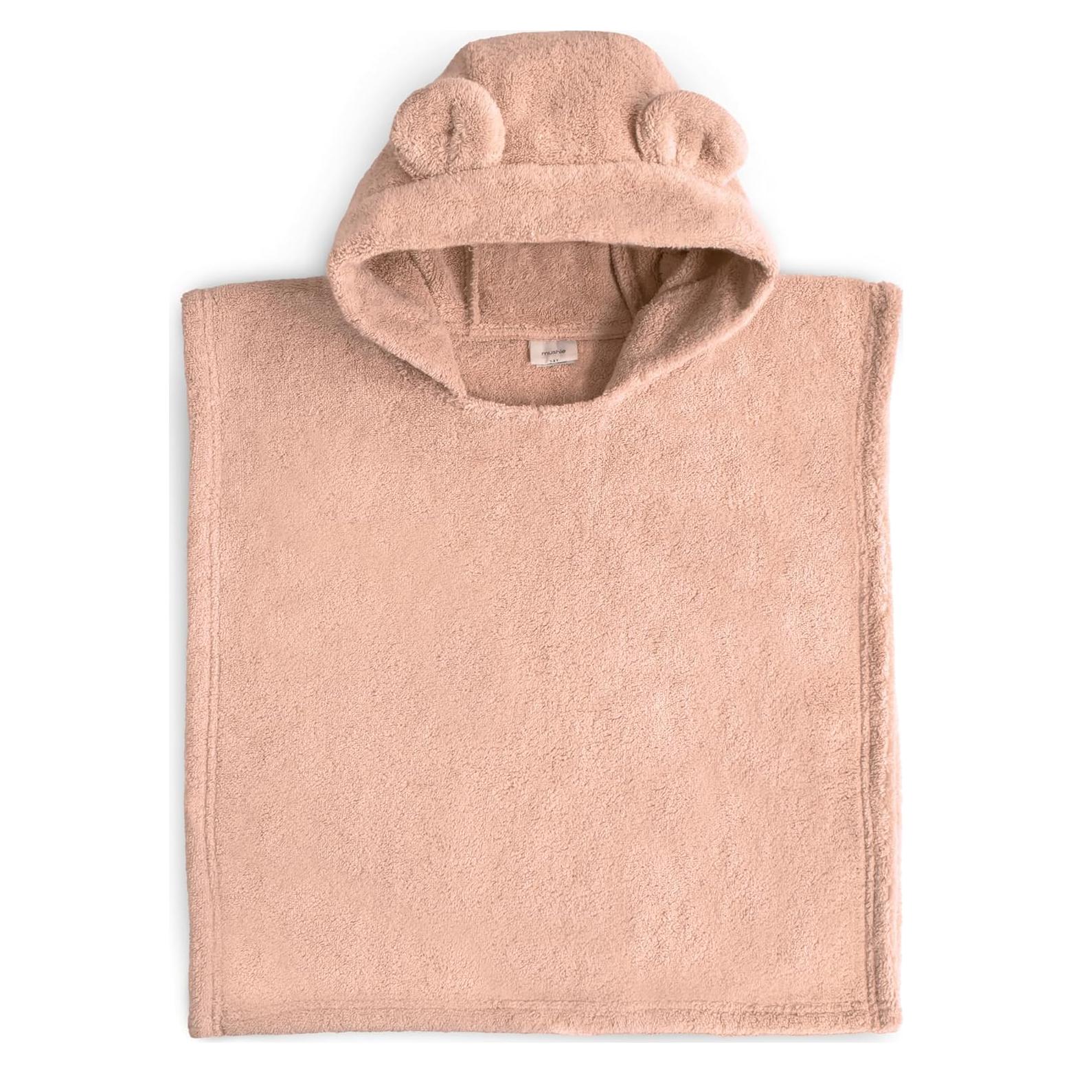 Toalla Poncho para Niños Mushie Rosa 100% Algodón Orgánico