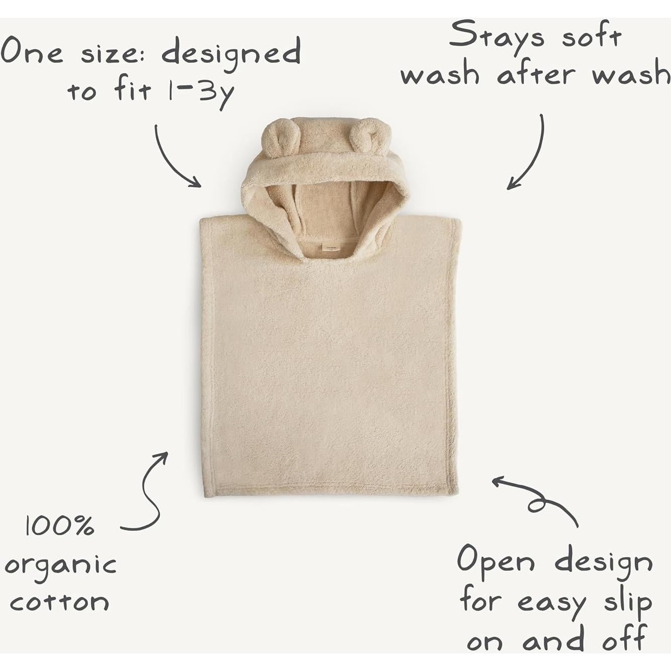 Toalla Poncho para Niños Mushie Rosa 100% Algodón Orgánico