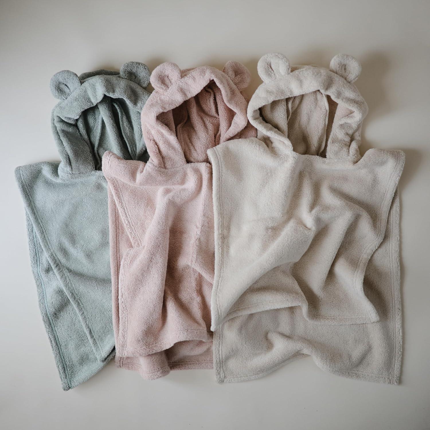 Toalla Poncho para Niños Mushie Rosa 100% Algodón Orgánico