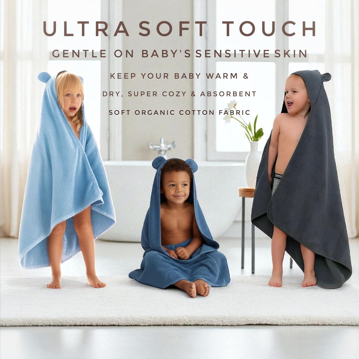 Poncho de Toalla Odaaa Algodón Orgánico 84cm con Capucha Oso