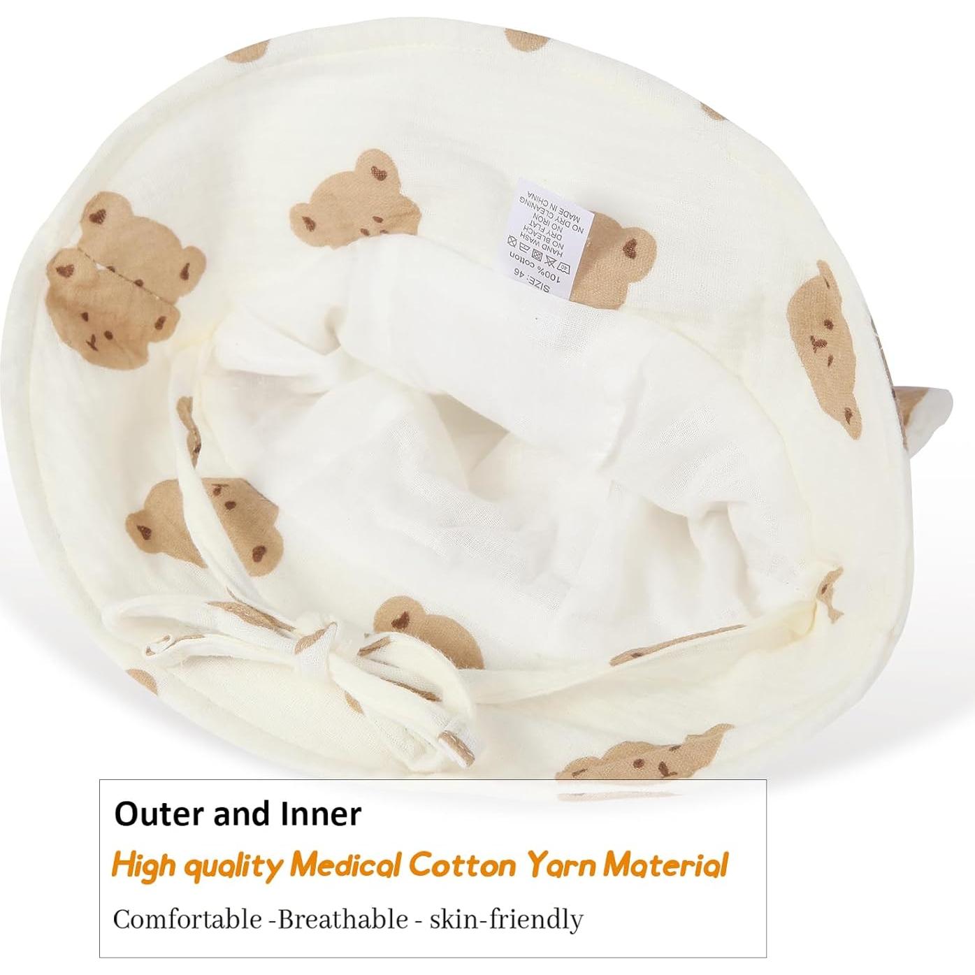 Sombrero de sol para bebés de algodón médico - Oso beige 0-12 meses