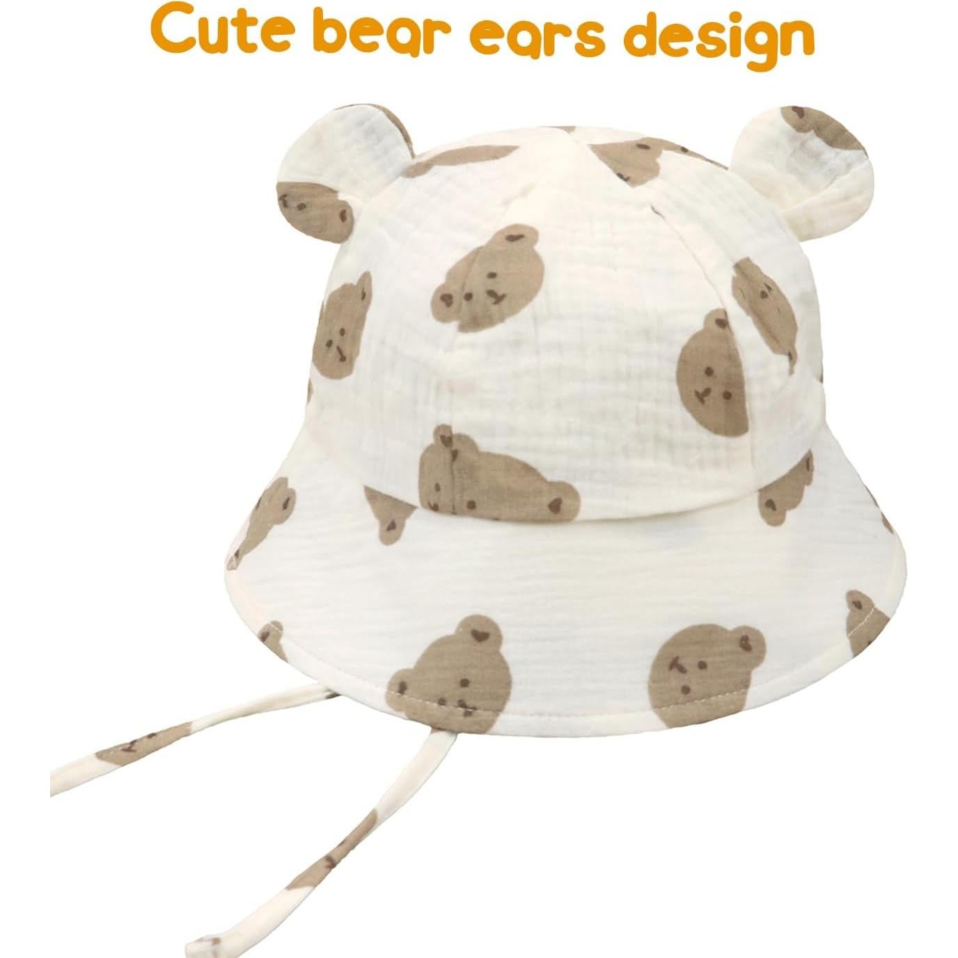 Sombrero de sol para bebés de algodón médico - Oso beige 0-12 meses