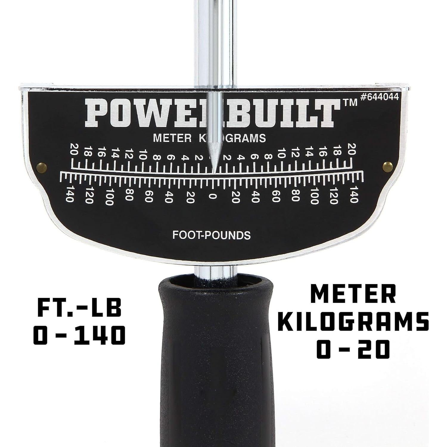 Llave de Torque de Aguja Powerbuilt 1/2" 0-140 Pies-Libras