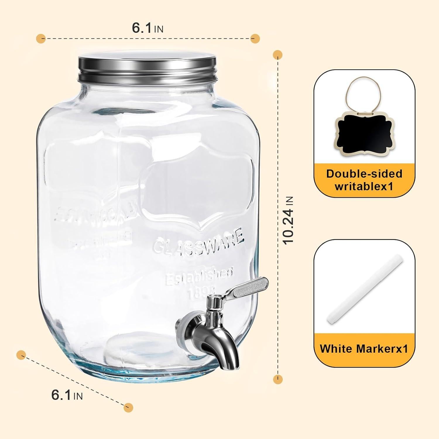 Dispensador de Bebidas de Vidrio RuileMei 3.78L con Grifo Inoxidable