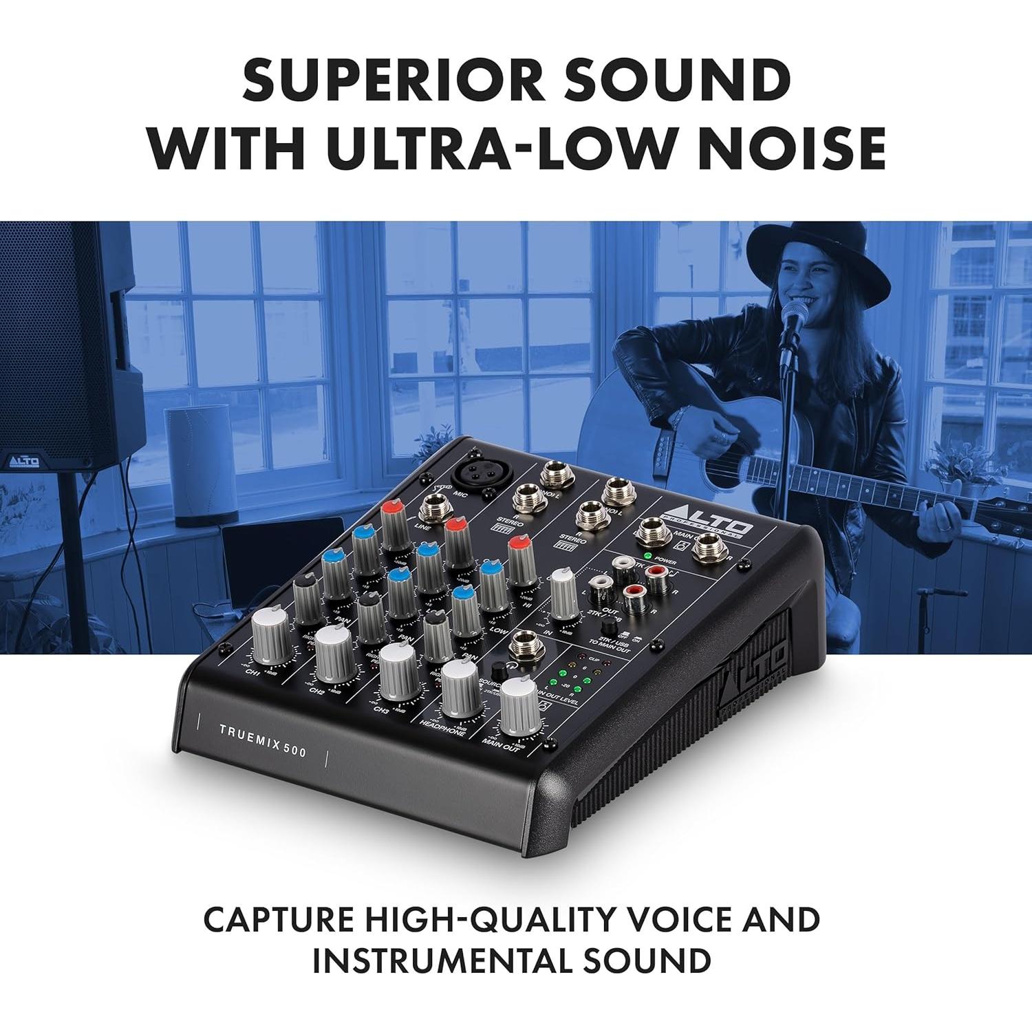 Mezclador de Audio ALTO TrueMix 500 USB 5 Canales para Podcasting