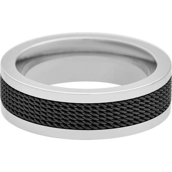 Anillo de Malla de Acero Inoxidable 7mm Geoffrey Beene Hombre
