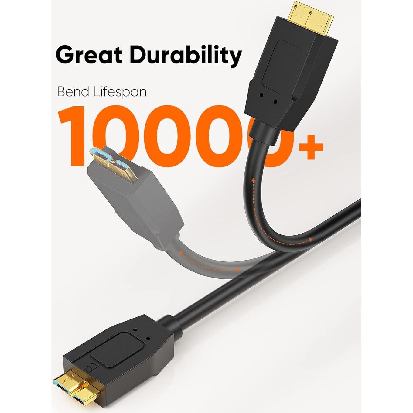 Cable USB C a Micro B 1 Pie CableCreation 10Gbps Negro