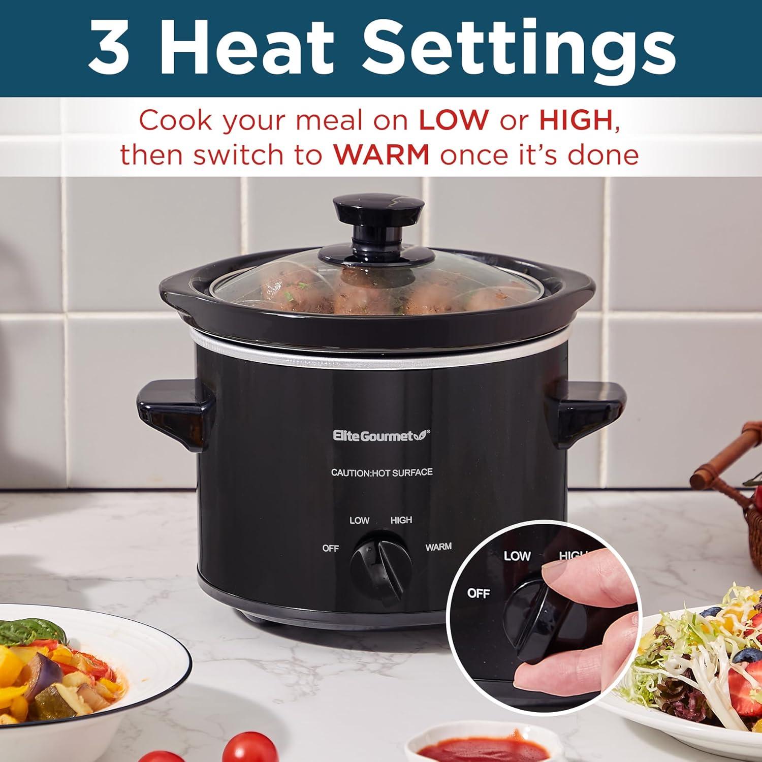 Olla de Cocción Lenta Elite Gourmet MST239X 2 Cuartos Negra