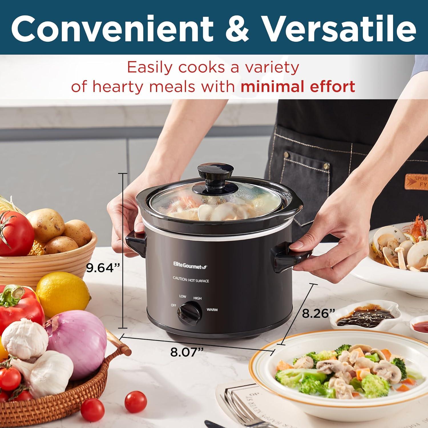 Olla de Cocción Lenta Elite Gourmet MST239X 2 Cuartos Negra