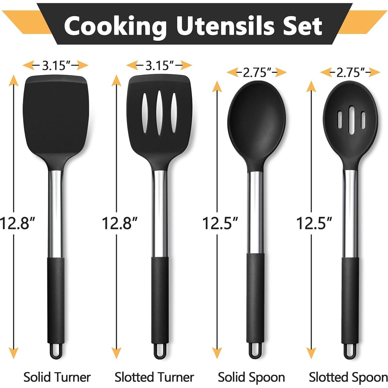 Juego de Utensilios de Cocina P&P CHEF 4 Piezas Silicona Negra