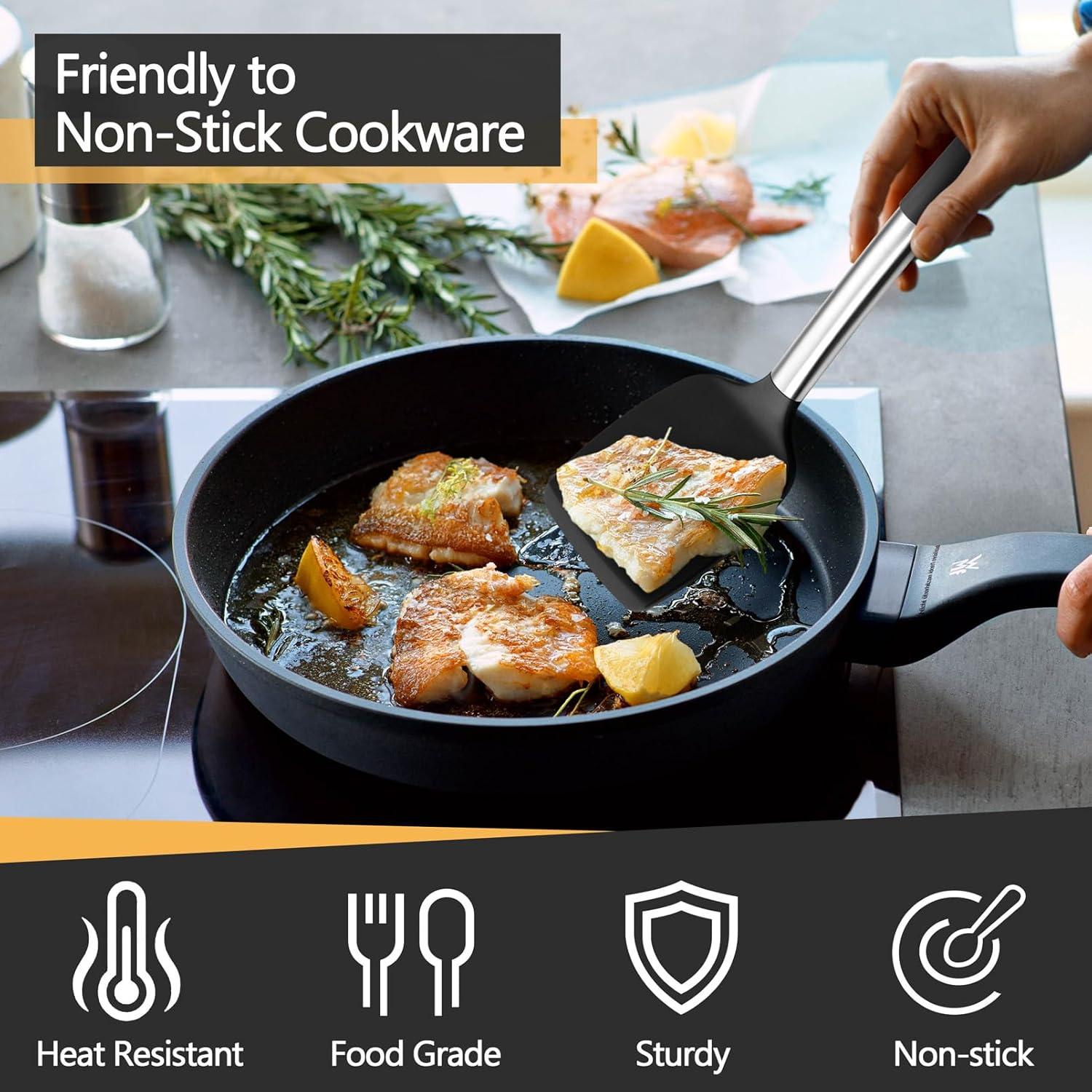 Juego de Utensilios de Cocina P&P CHEF 4 Piezas Silicona Negra