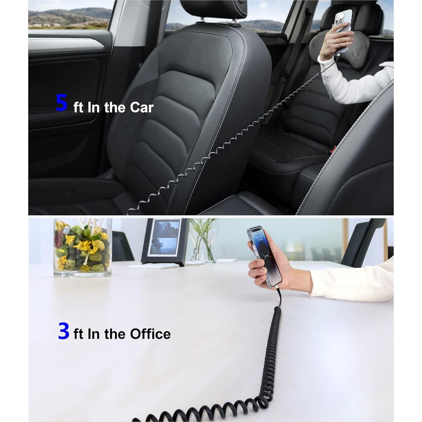 Cable Cargador iPhone PRAKIE 3 y 5 pies MFi Retráctil