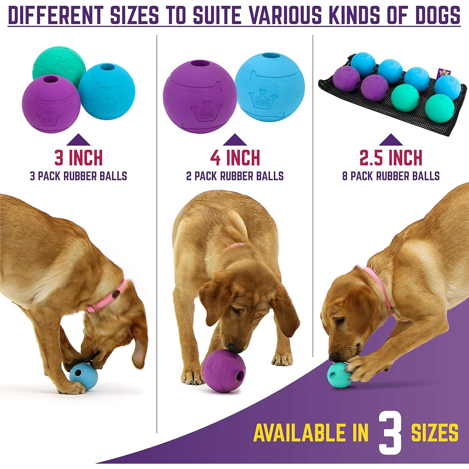 Pelotas Chew King para Perros 6.35 cm Caucho Natural 8 Unidades