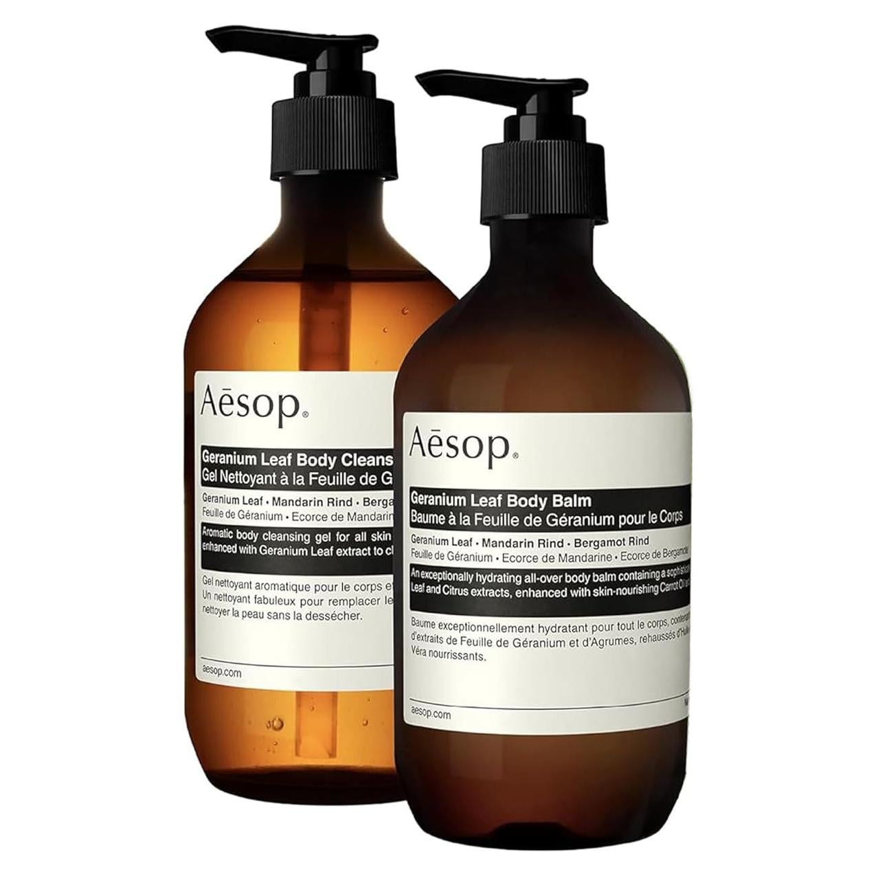 Set de Limpiador y Balsamo Corporal Aesop Geranio 478ml + 466ml