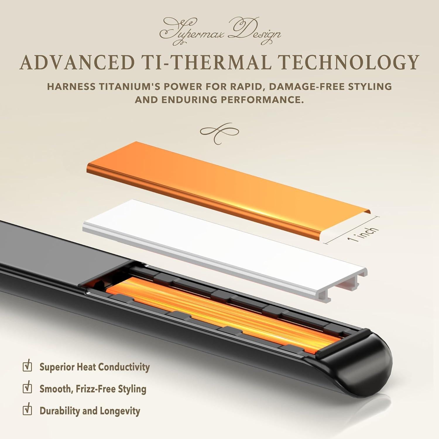 Plancha y Rizador Titanelli Giacomucci 2 en 1 Titanio 1" Negro