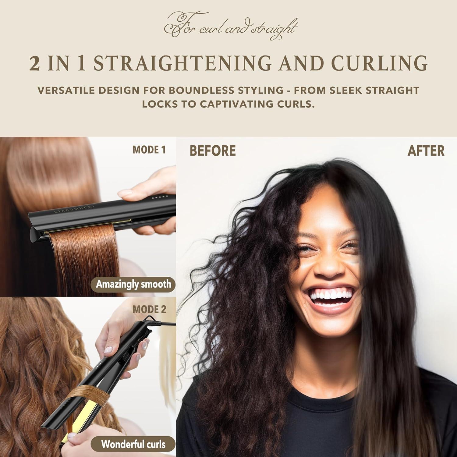 Plancha y Rizador Titanelli Giacomucci 2 en 1 Titanio 1" Negro