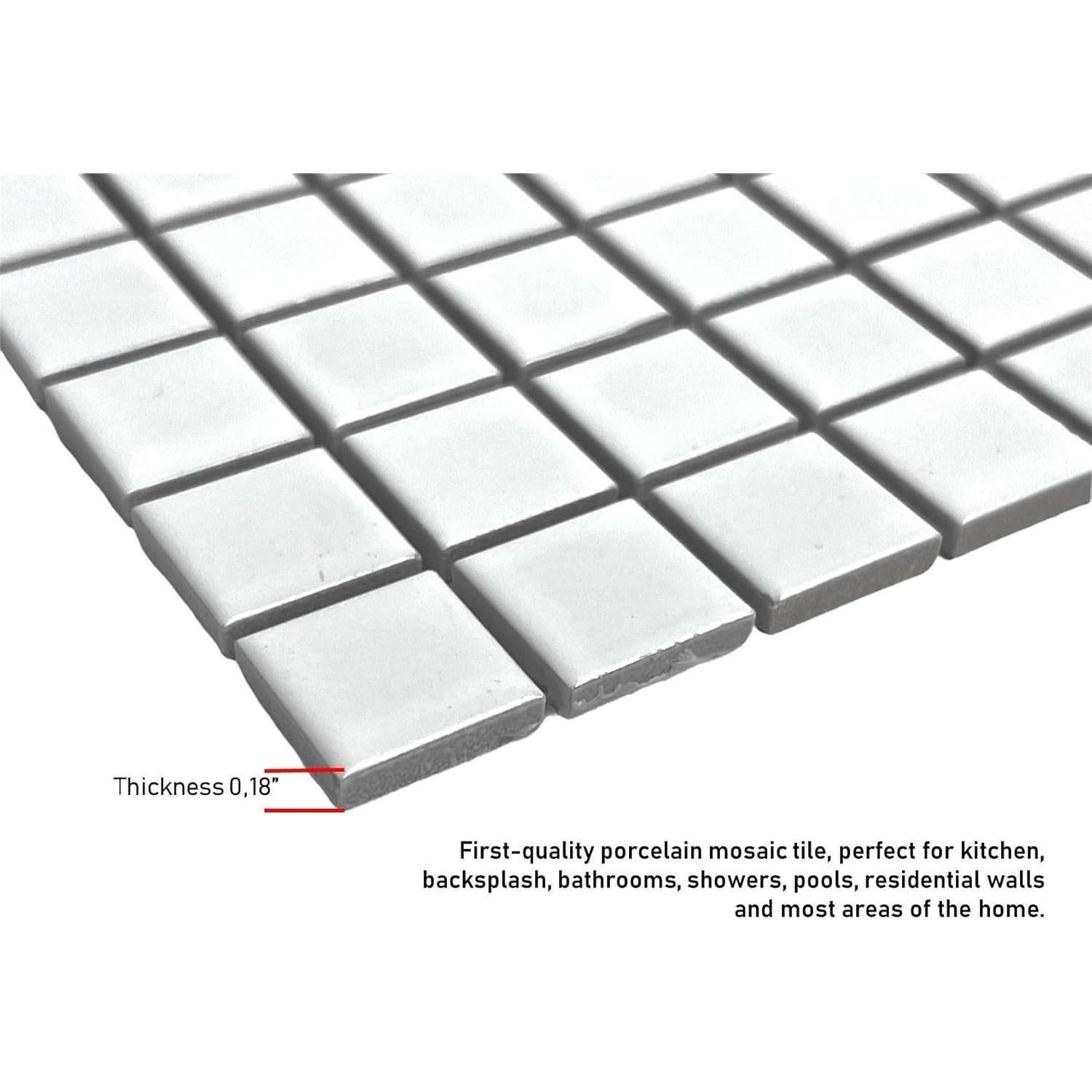 Azulejo Porcelánico Mate Blanco Tenedos 30.48x30.48 cm - 5 Hojas