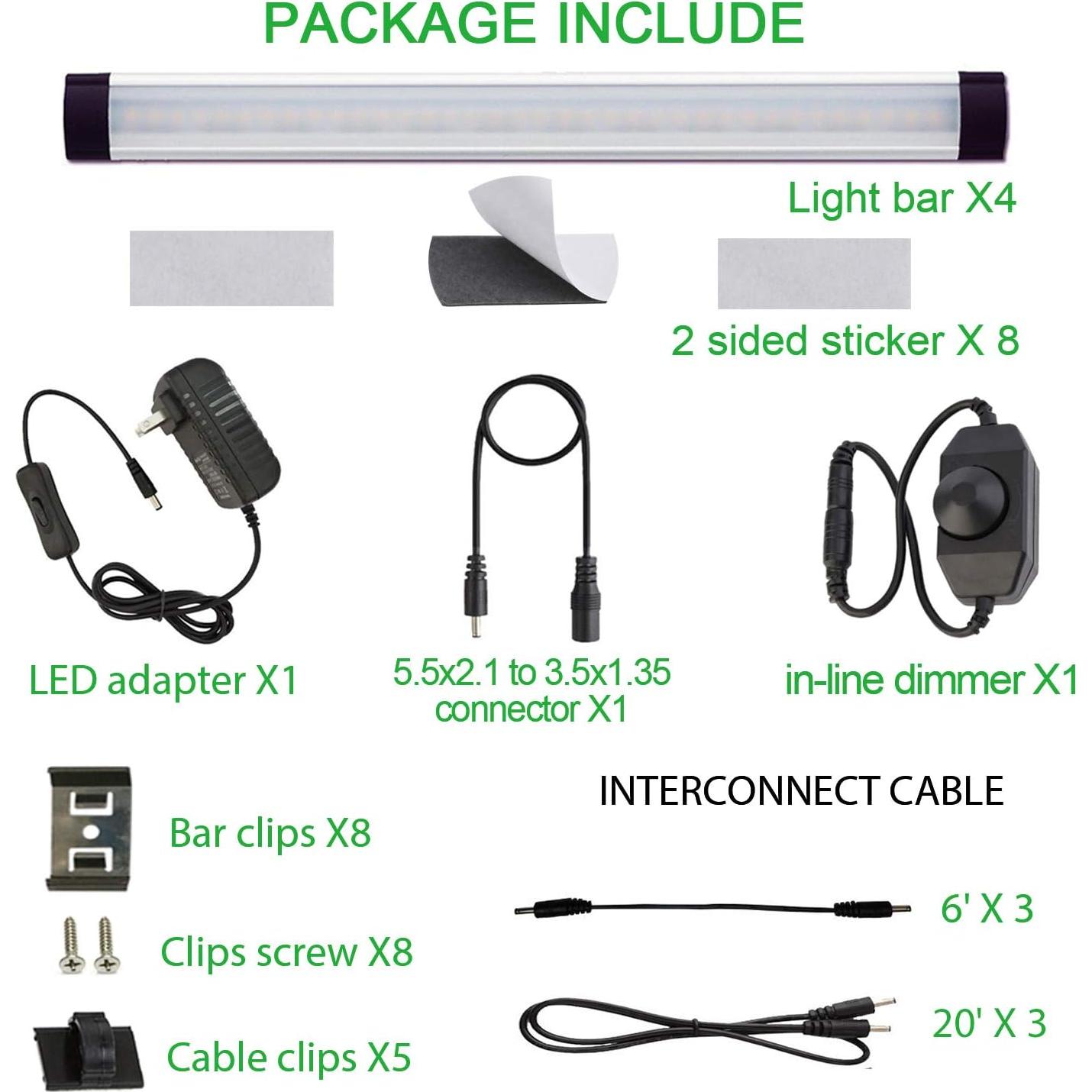 Kit de Iluminación LED Bajo Gabinete AIBOO 4 Paneles 12V