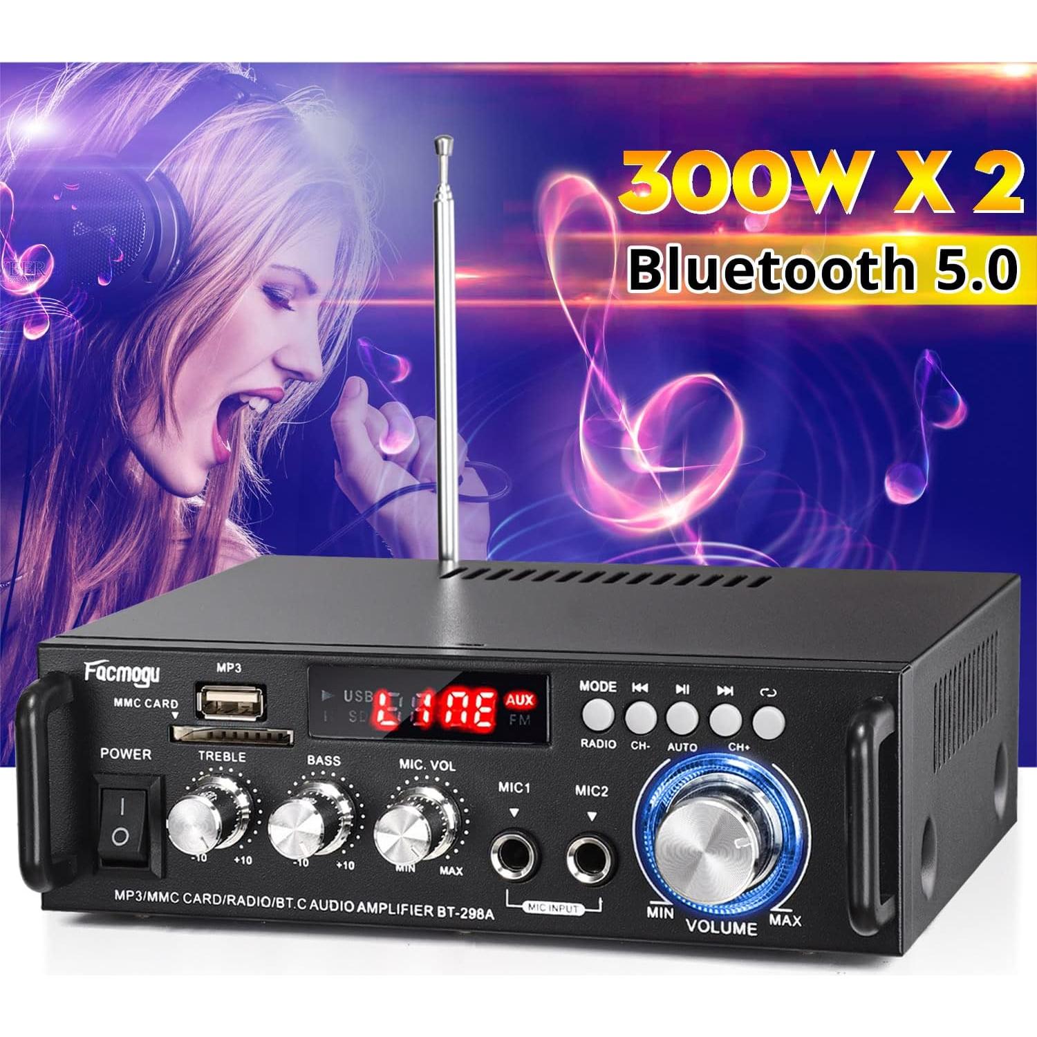 Amplificador Estéreo Inalámbrico Bluetooth 298A 40Wx2 300W