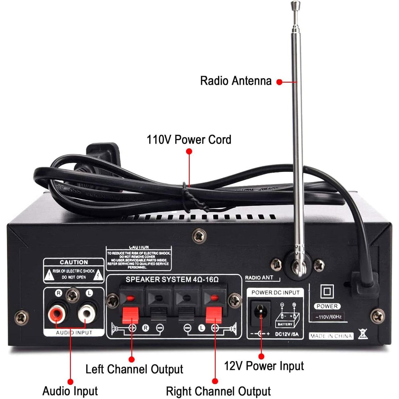 Amplificador Estéreo Inalámbrico Bluetooth 298A 40Wx2 300W
