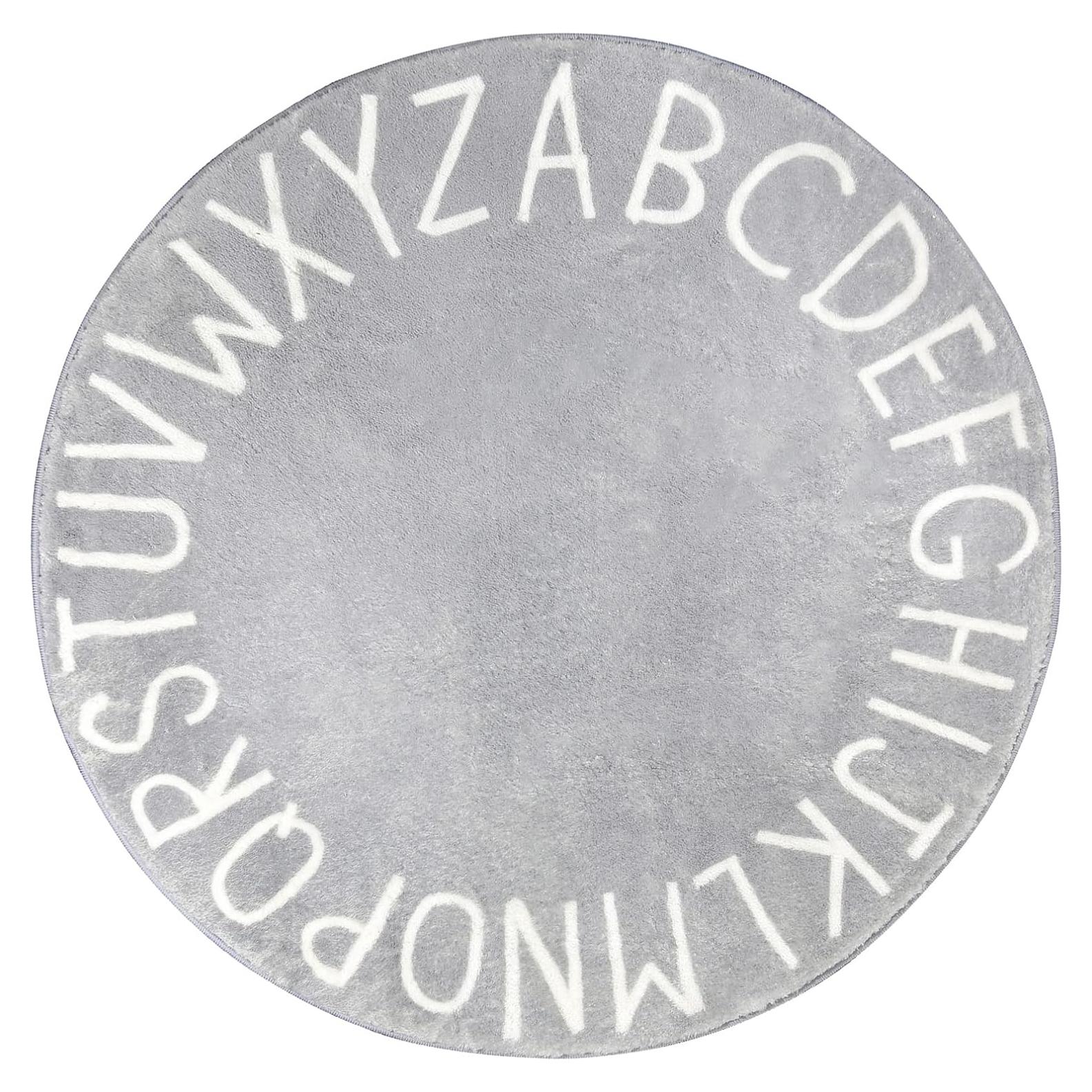 Alfombra Redonda de Área Topotdor 1.02m Alfabeto Gris Suave