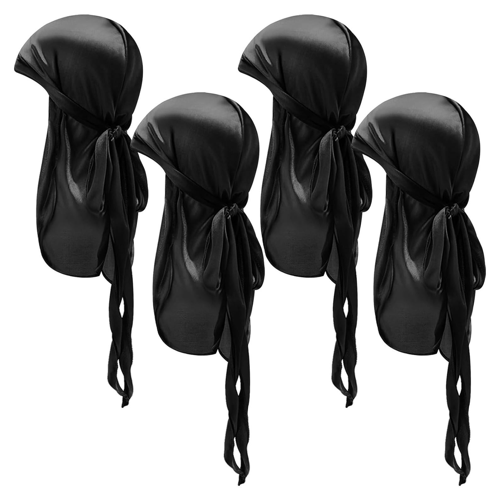 4 Gorras Durag de Satén para Niños Geyoga - Cola Larga y Anchas