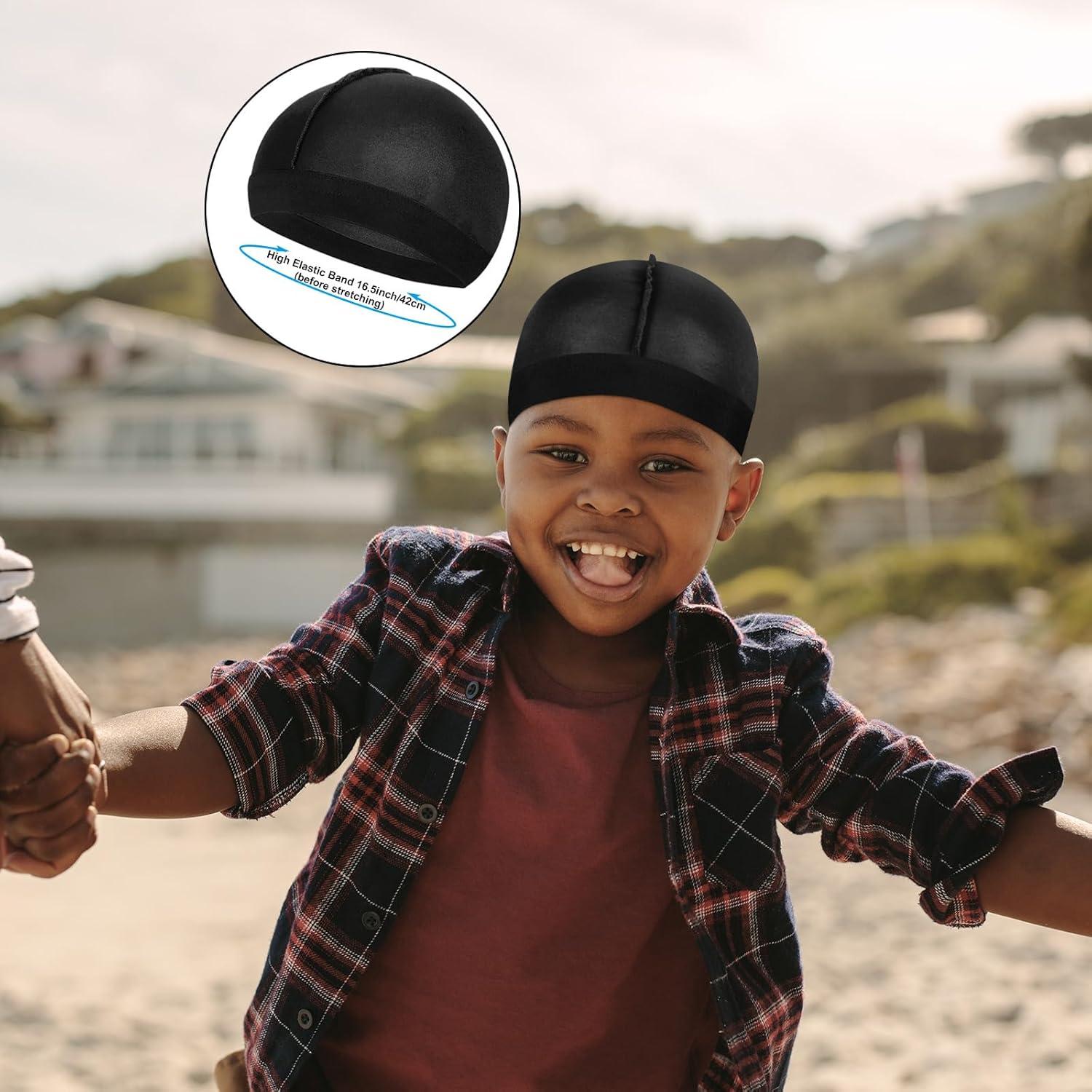 4 Gorras Durag de Satén para Niños Geyoga - Cola Larga y Anchas