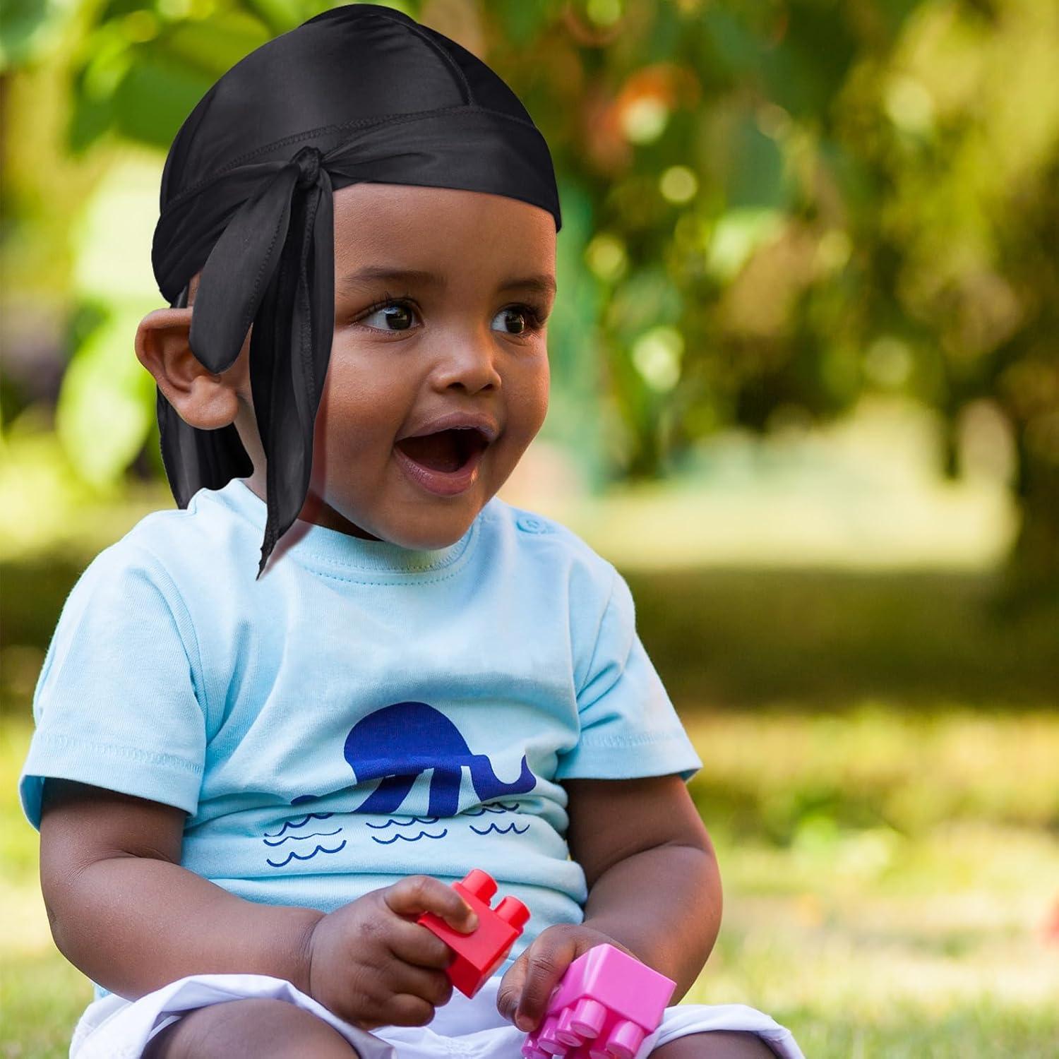 4 Gorras Durag de Satén para Niños Geyoga - Cola Larga y Anchas