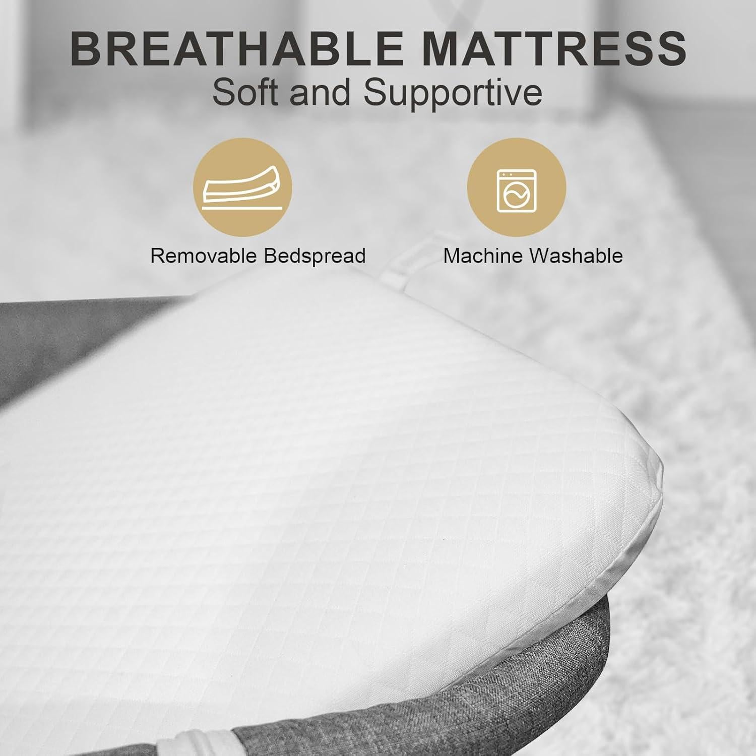 Cuna 3 en 1 Cutebeams Lateral con Colchón y Malla Gris