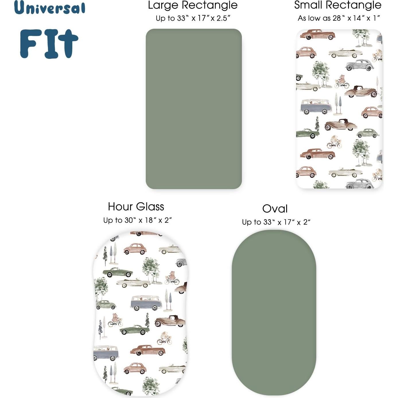 Juego de Sábanas Ajustadas GRSSDER para Cuna 2 Piezas Autos