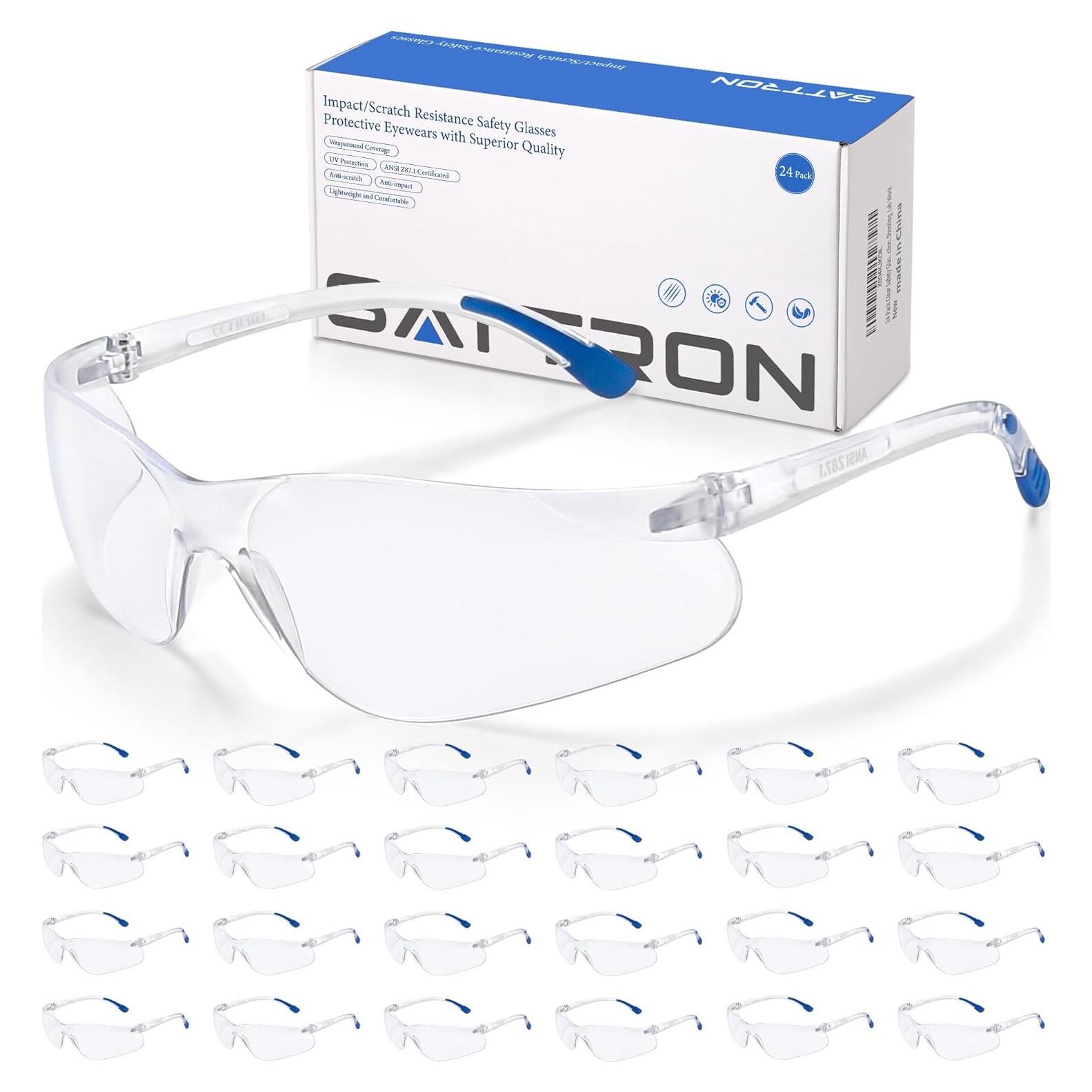 Gafas de Seguridad Transparentes SATTRON 24 Pack UV ANSI Z87.1