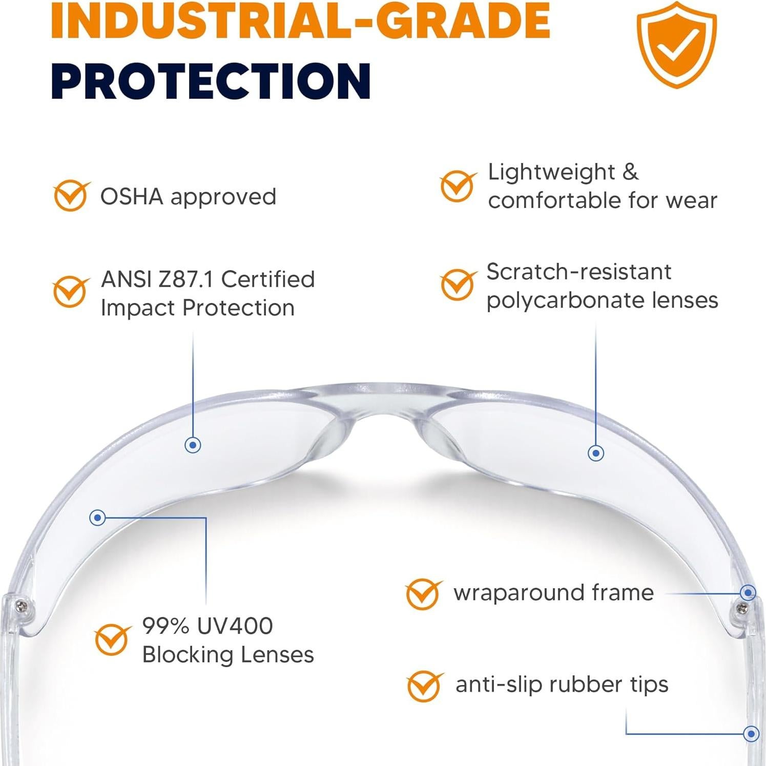 Gafas de Seguridad Transparentes SATTRON 24 Pack UV ANSI Z87.1