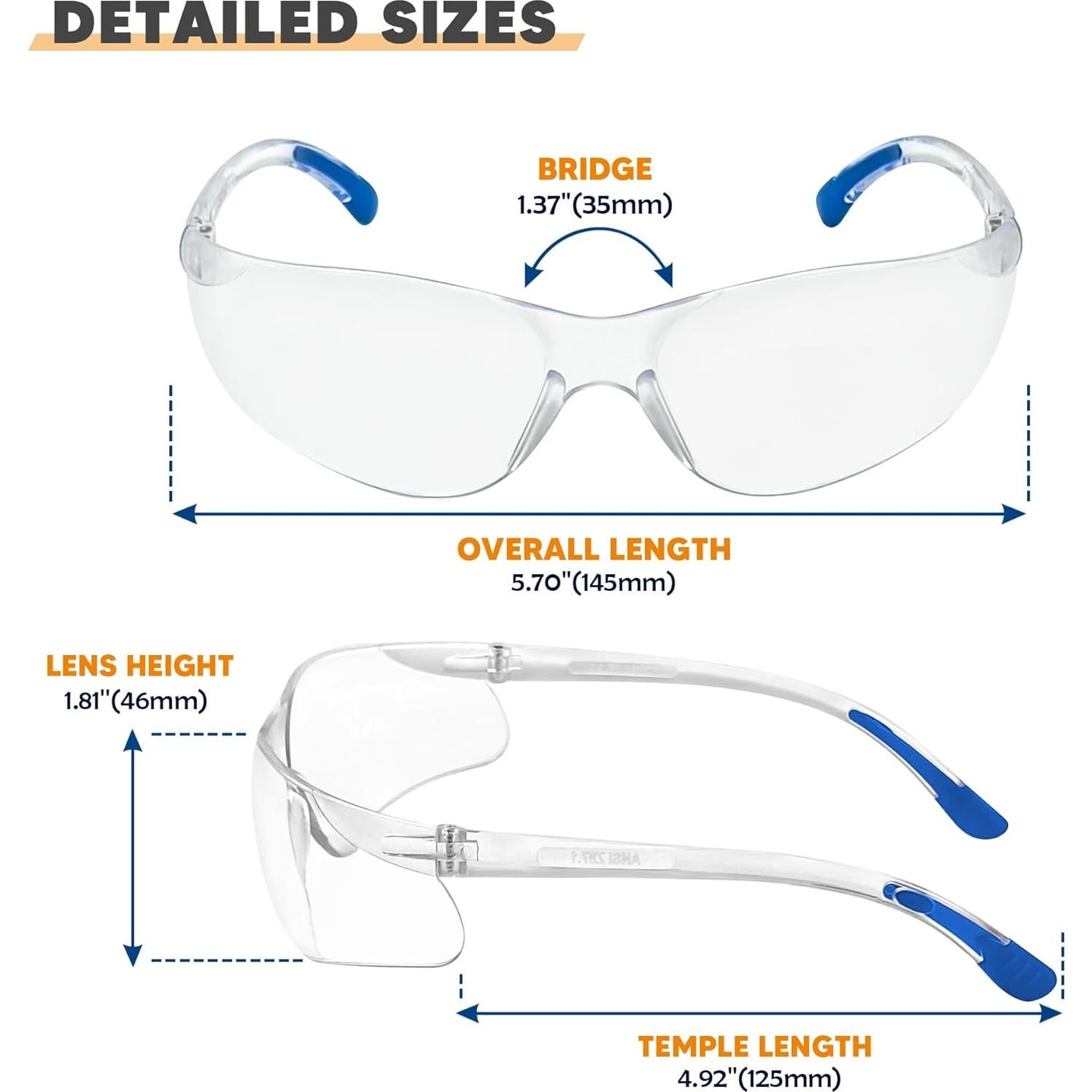 Gafas de Seguridad Transparentes SATTRON 24 Pack UV ANSI Z87.1