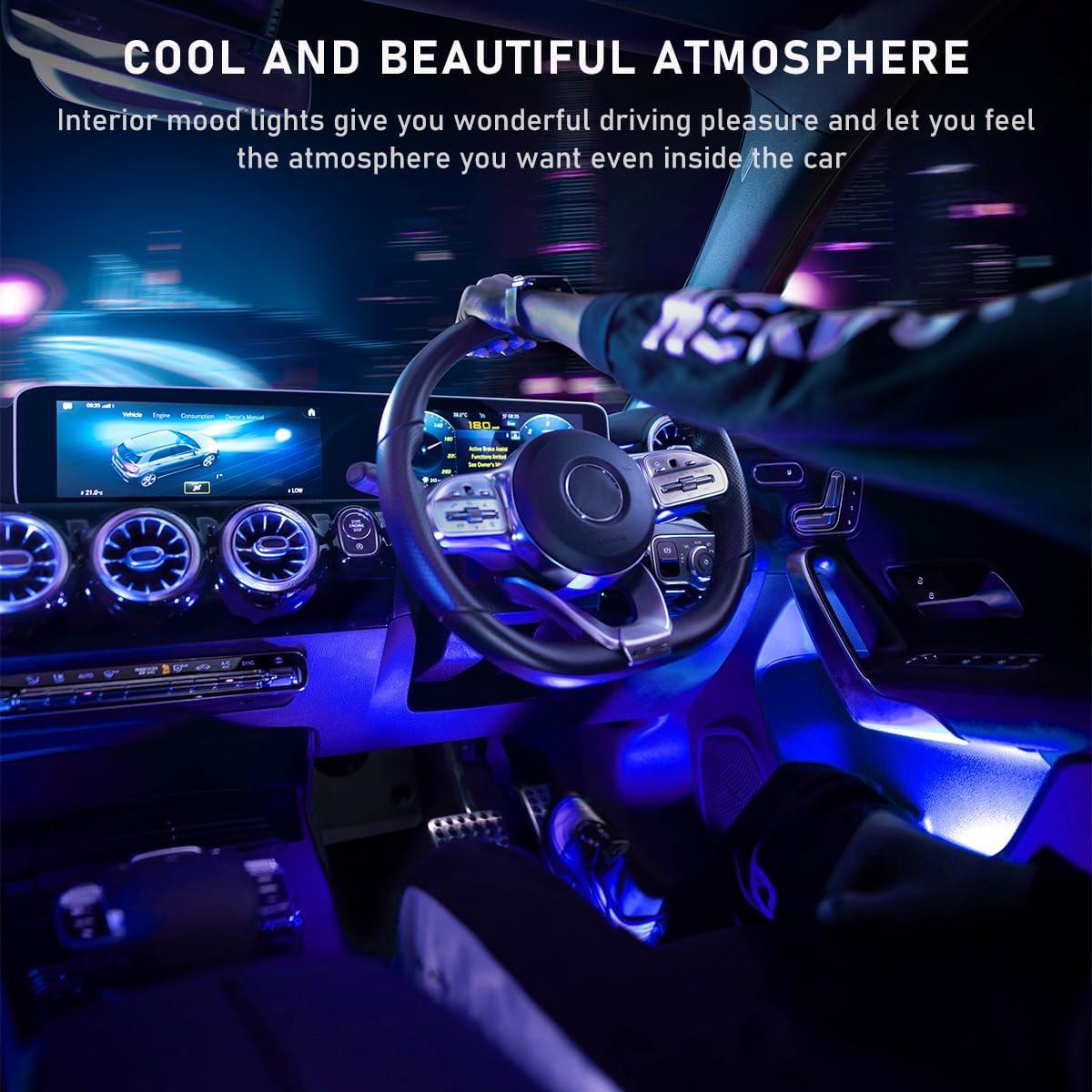 Tira de Luz LED para Auto Ohleats, 48 LED RGB Interior Azul