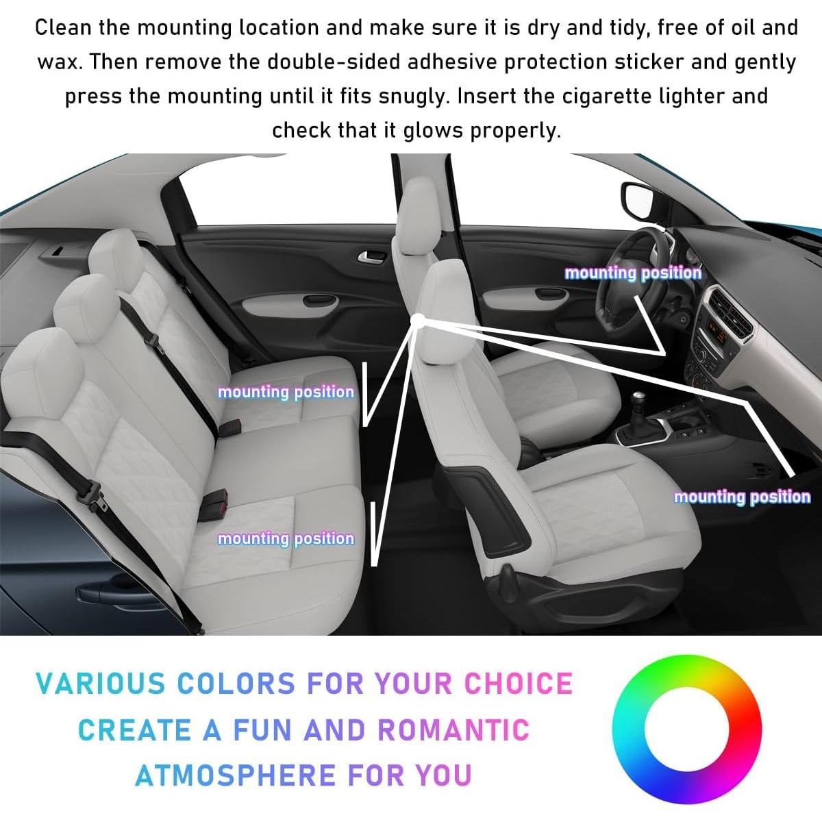 Tira de Luz LED para Auto Ohleats, 48 LED RGB Interior Azul