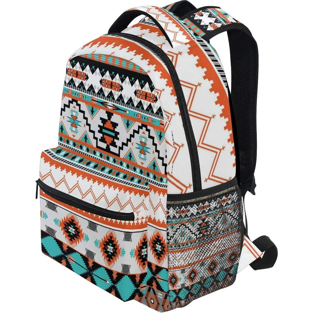 Mochila Étnica Azteca Geométrica AUUXVA para Viaje y Escuela