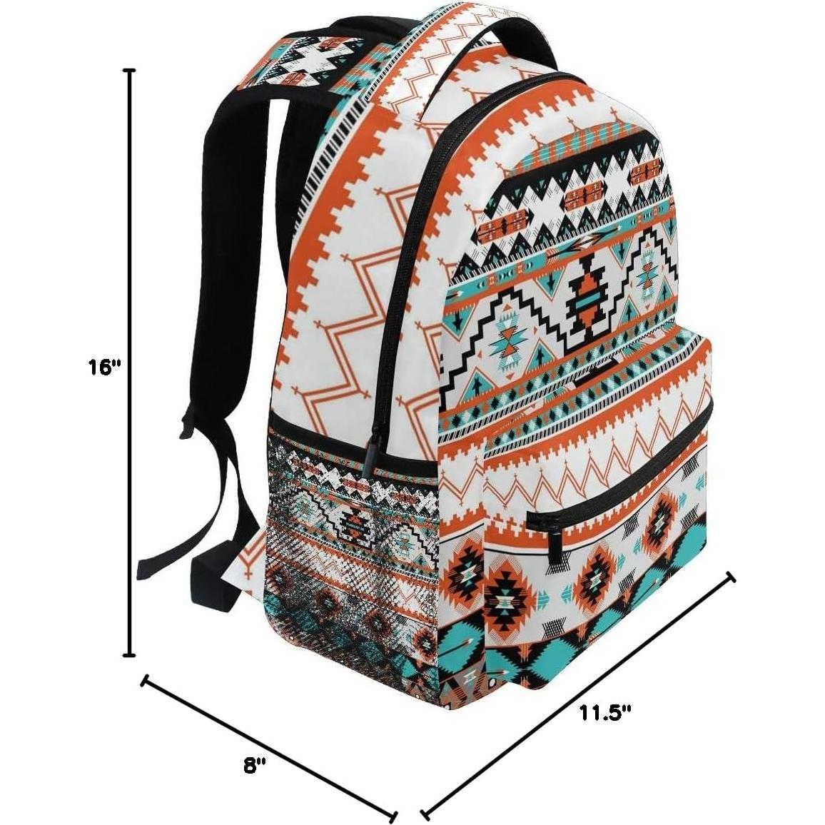 Mochila Étnica Azteca Geométrica AUUXVA para Viaje y Escuela