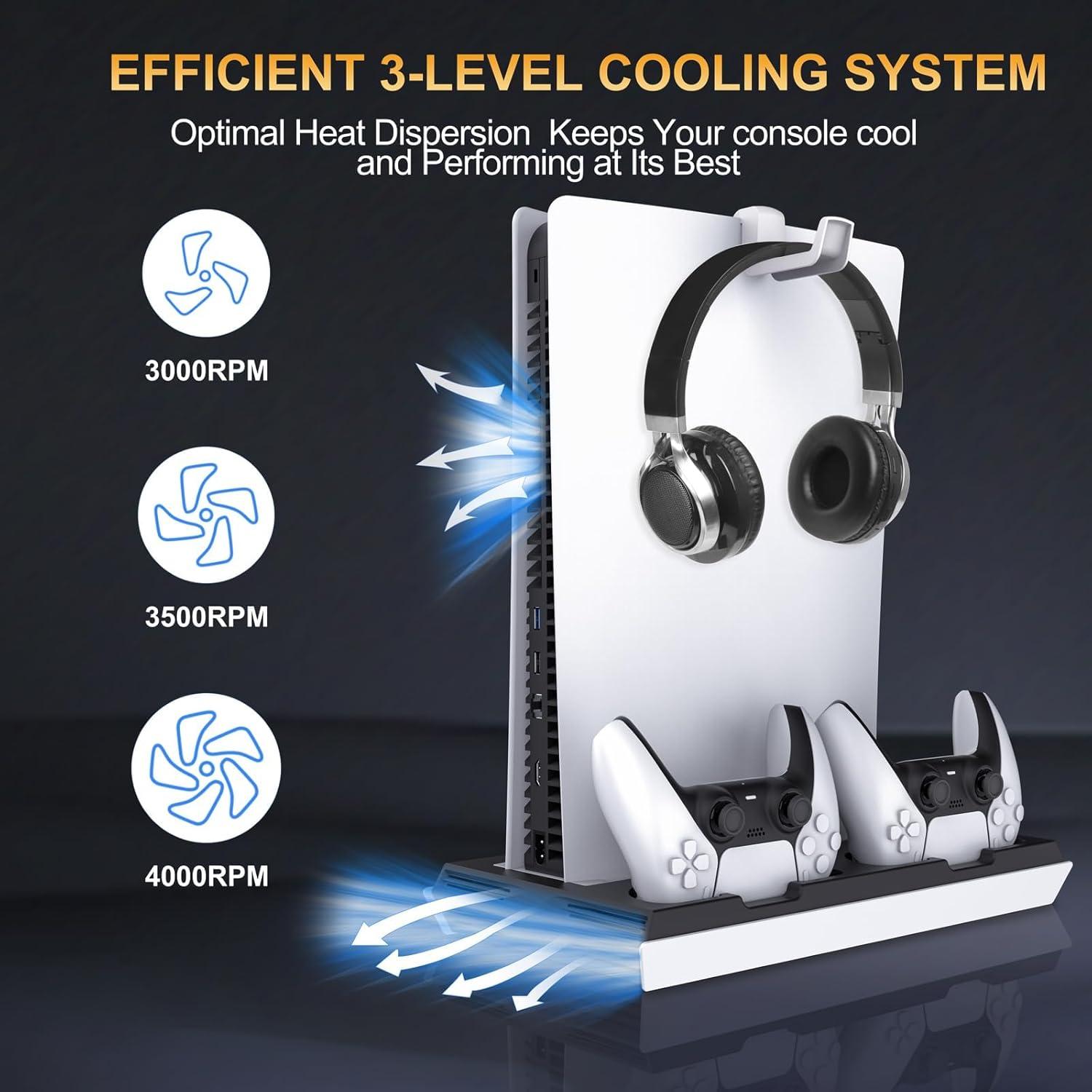 Estación de Enfriamiento y Carga Doble PS5 Fivtek Negro