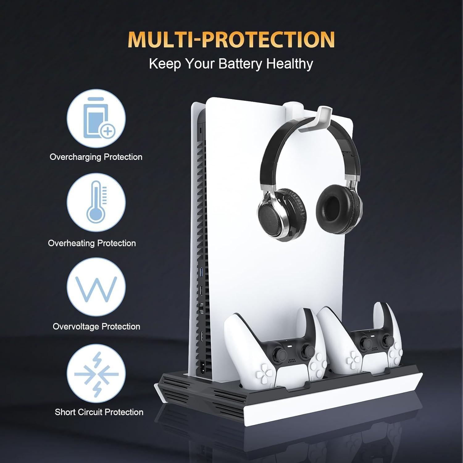 Estación de Enfriamiento y Carga Doble PS5 Fivtek Negro