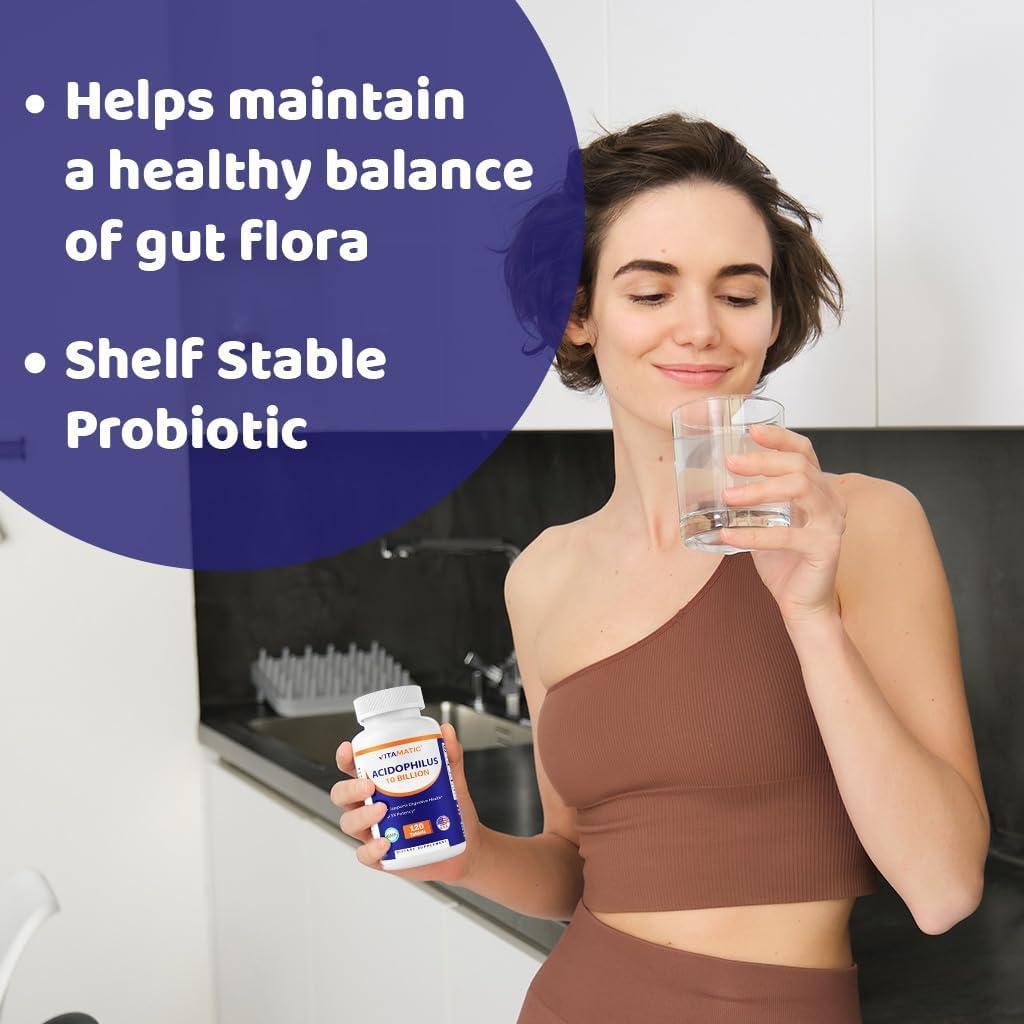 Vitamatic Probiotico Acidophilus 10 Mil Millones CFU 120 Tabletas