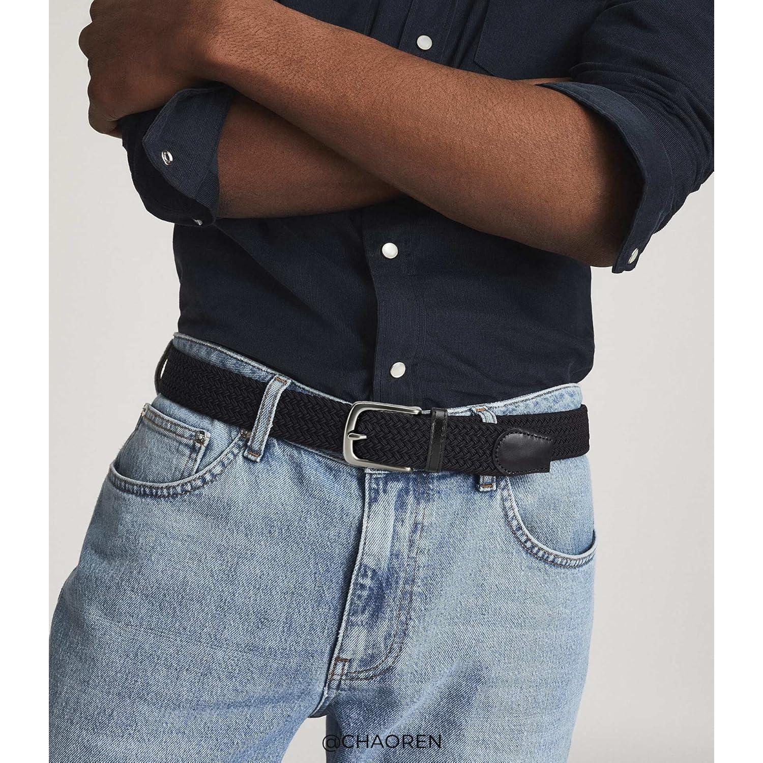 Cinturón elástico CHAOREN para hombres 3.5cm ajustable gris/negro