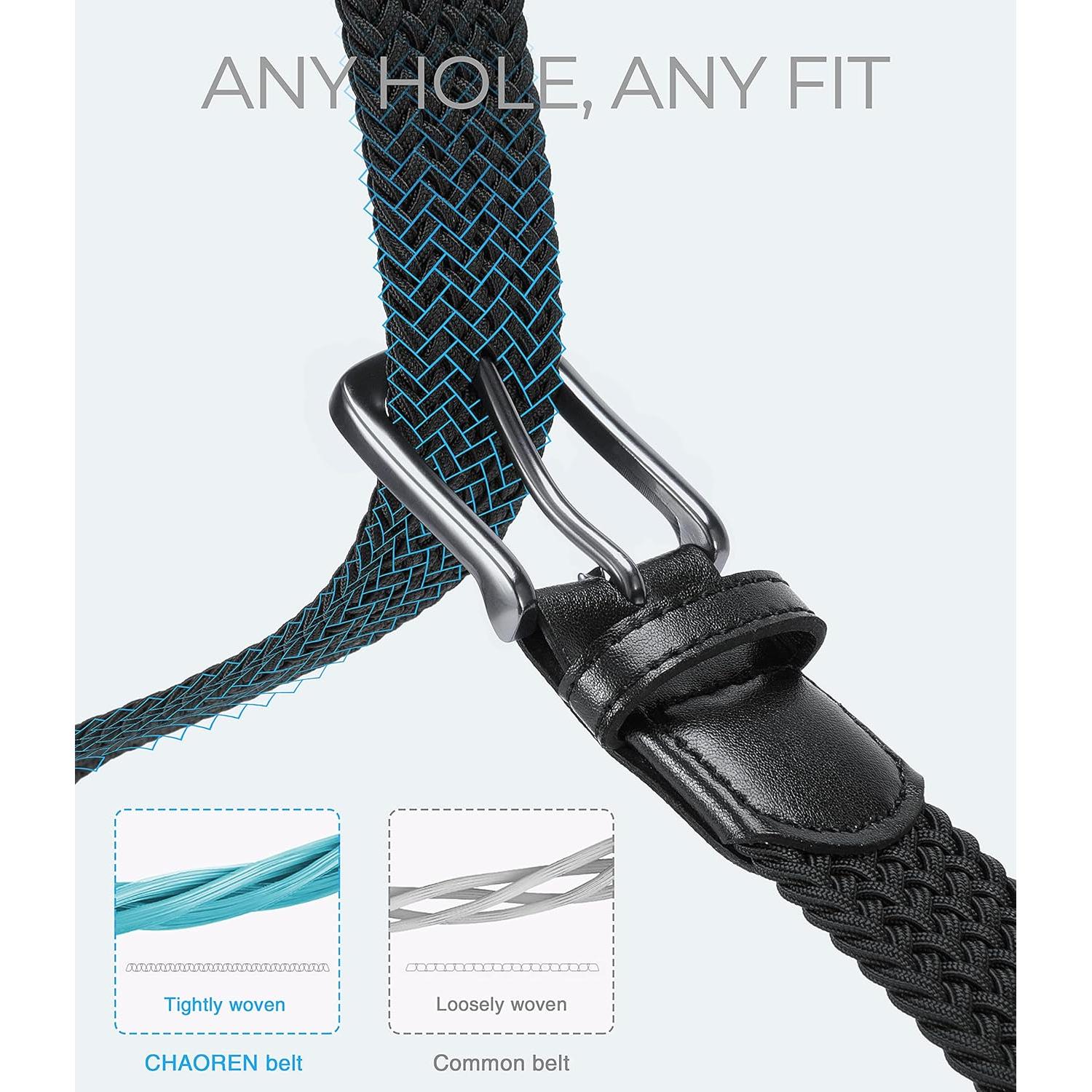 Cinturón elástico CHAOREN para hombres 3.5cm ajustable gris/negro