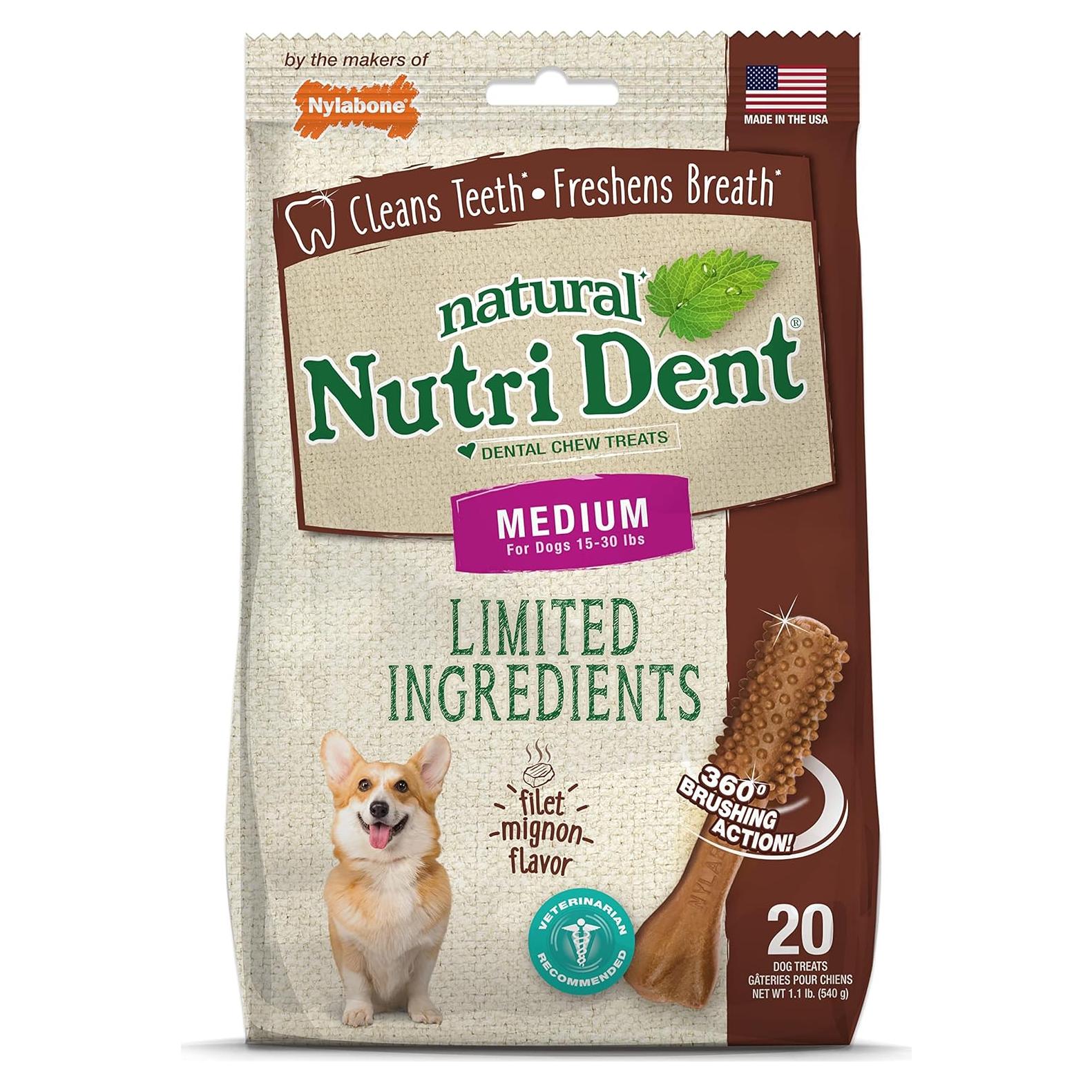 Golosinas Dentales para Perros Nylabone Nutri Dent Filet Mignon 20 Unidades
