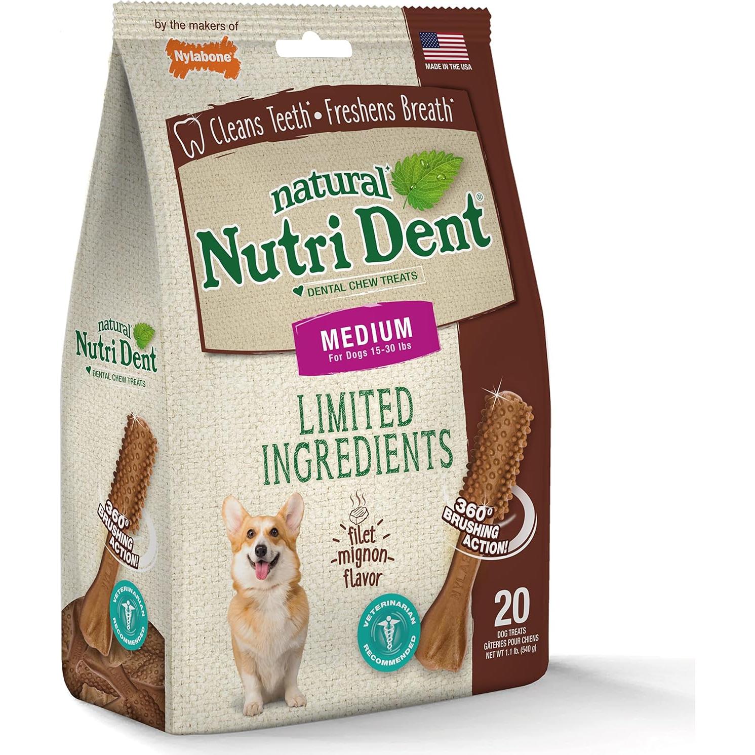 Golosinas Dentales para Perros Nylabone Nutri Dent Filet Mignon 20 Unidades