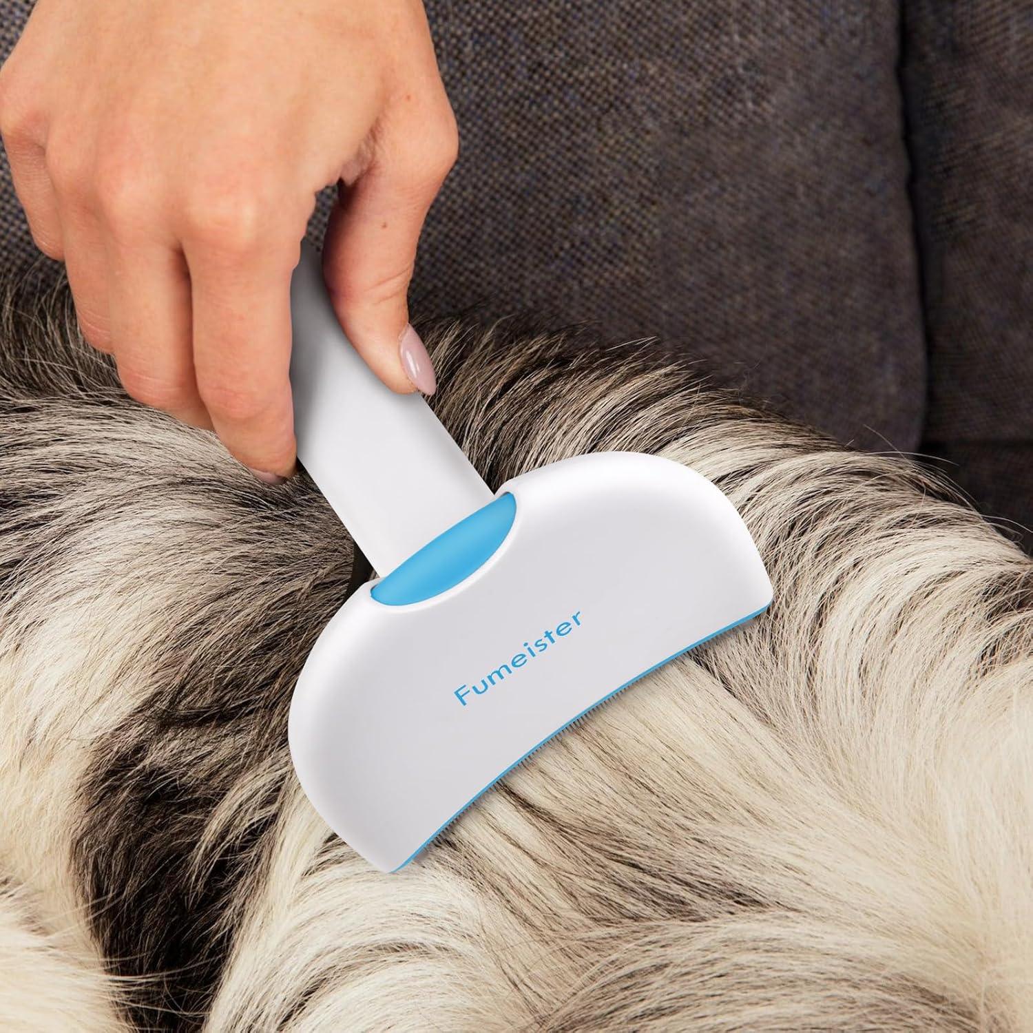 Cepillo Deshedding Fumeister Azul para Perros y Gatos